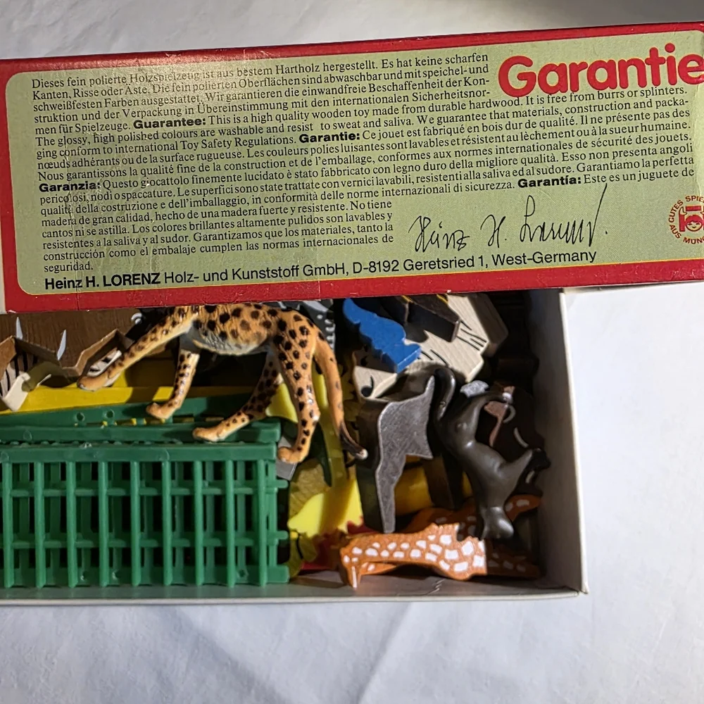Vintage Lorenz Spiel Welt Wooden Zoo Set West Germany Tierpark Wood Toy Animals